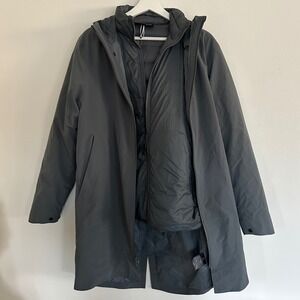 Under Armour CGI Storm Down Jacket Men's Gray Hooded Rain Coat + Puffer Size S